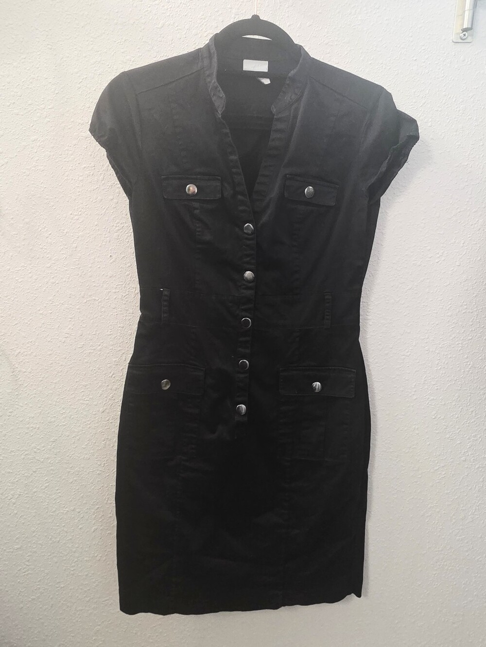 H&M Black Button-Front Utility Dress